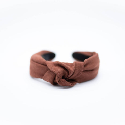 Linen Knotted Headband, Cinnamon