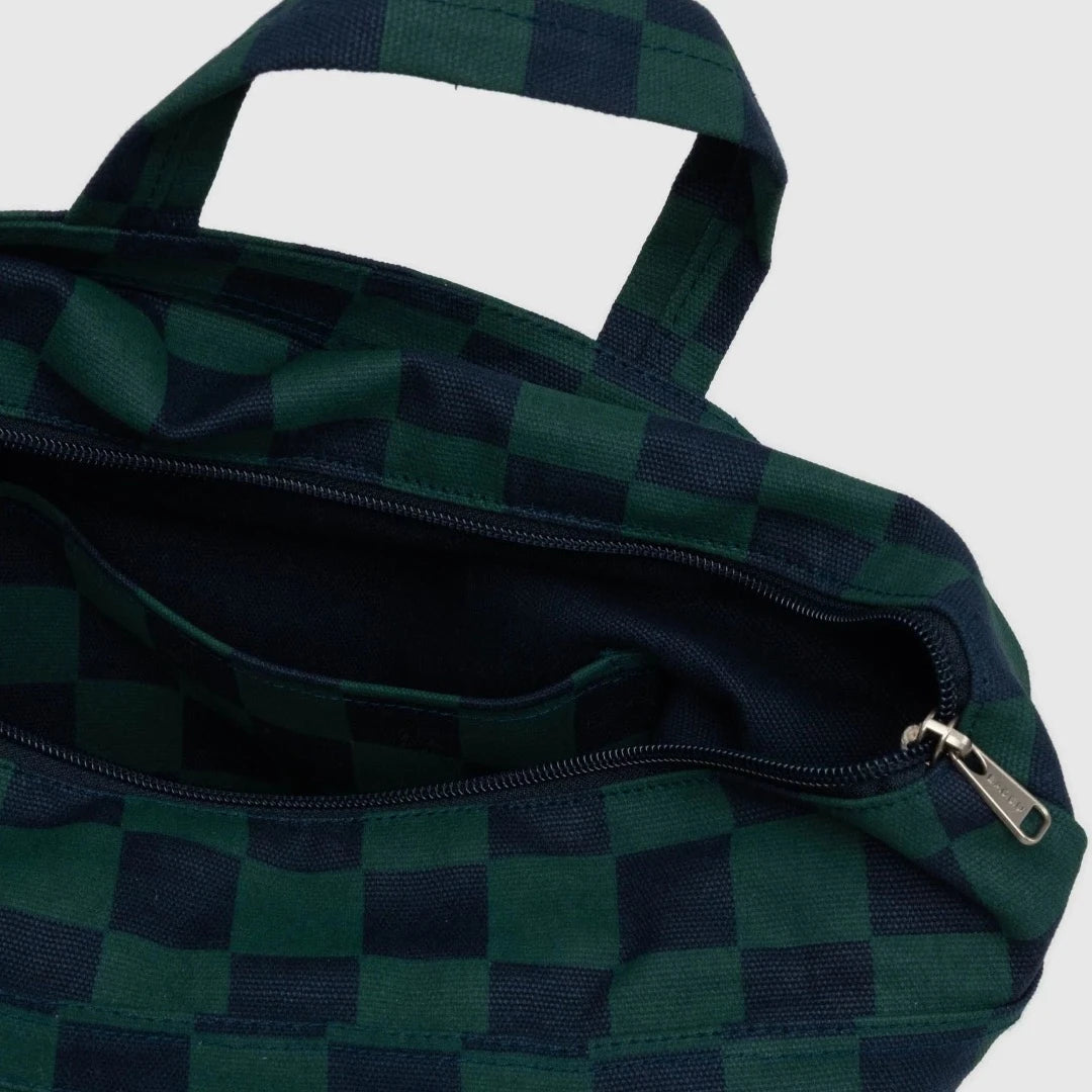 Baggu, Horizontal Zip Duck Bag, Navy Green Check