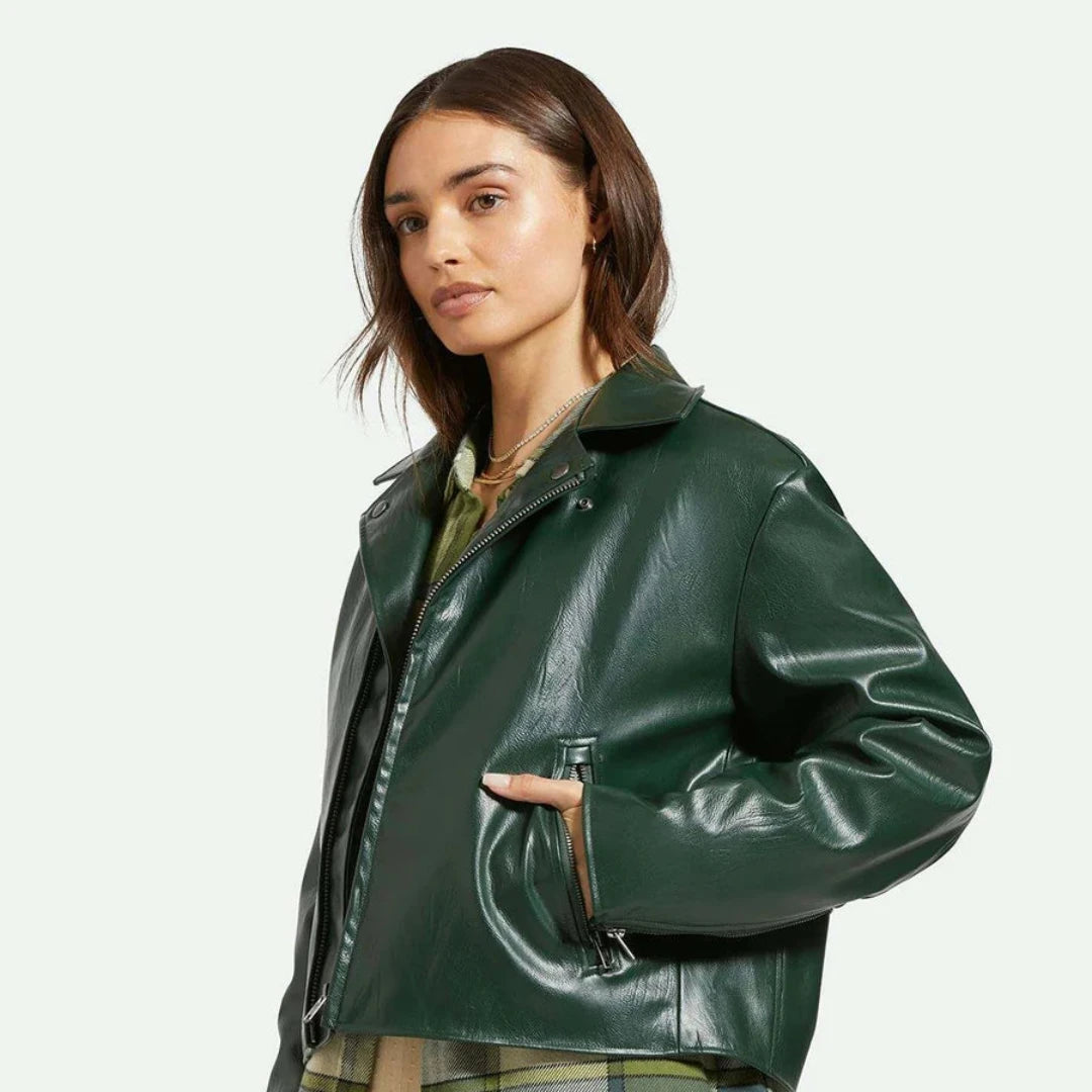 Brixton, The Moto Vegan Leather Jacket, Pine Needle