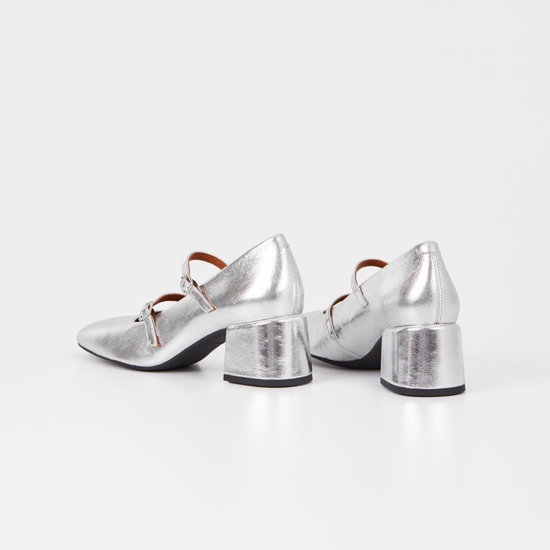 Adison Pumps, Silver Metallic Leather