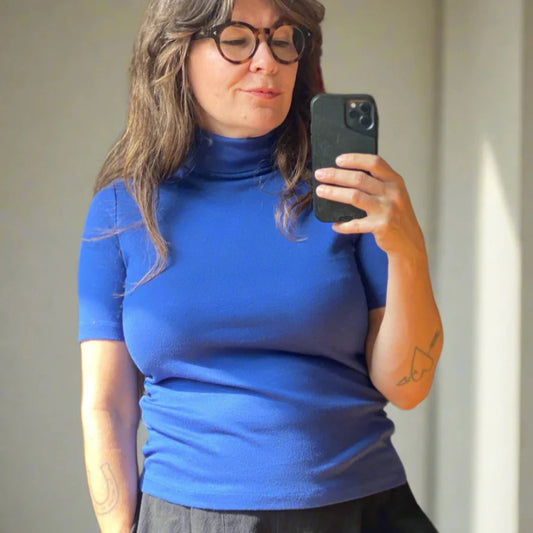 Amanda Moss, Nico Short Sleeve Turtleneck, Cobalt