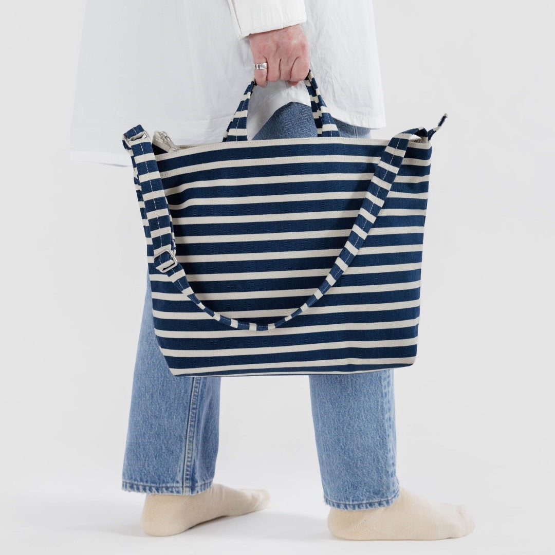 Horizontal Zip Duck Bag, Navy Stripe