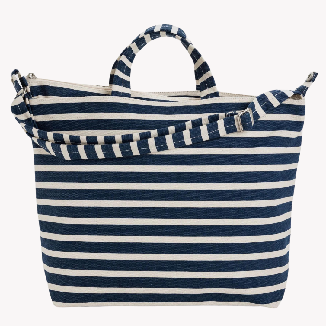 Horizontal Zip Duck Bag, Navy Stripe