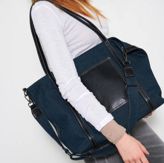 HVISK, Miles Denim Bag, Blue Ink