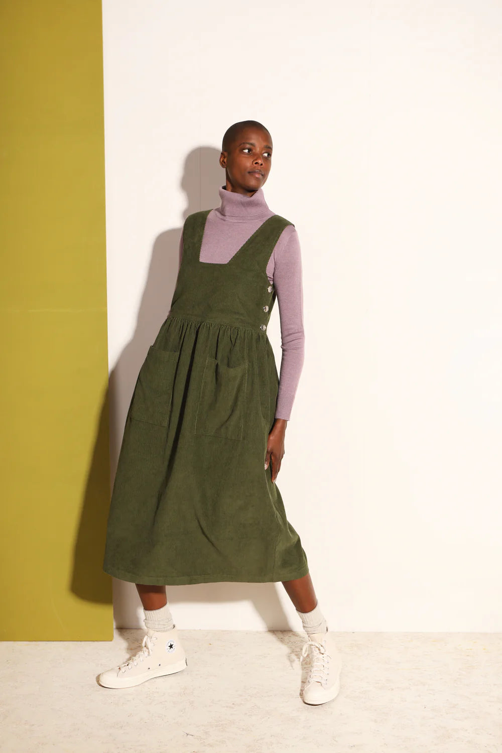 Khaki pinafore sale