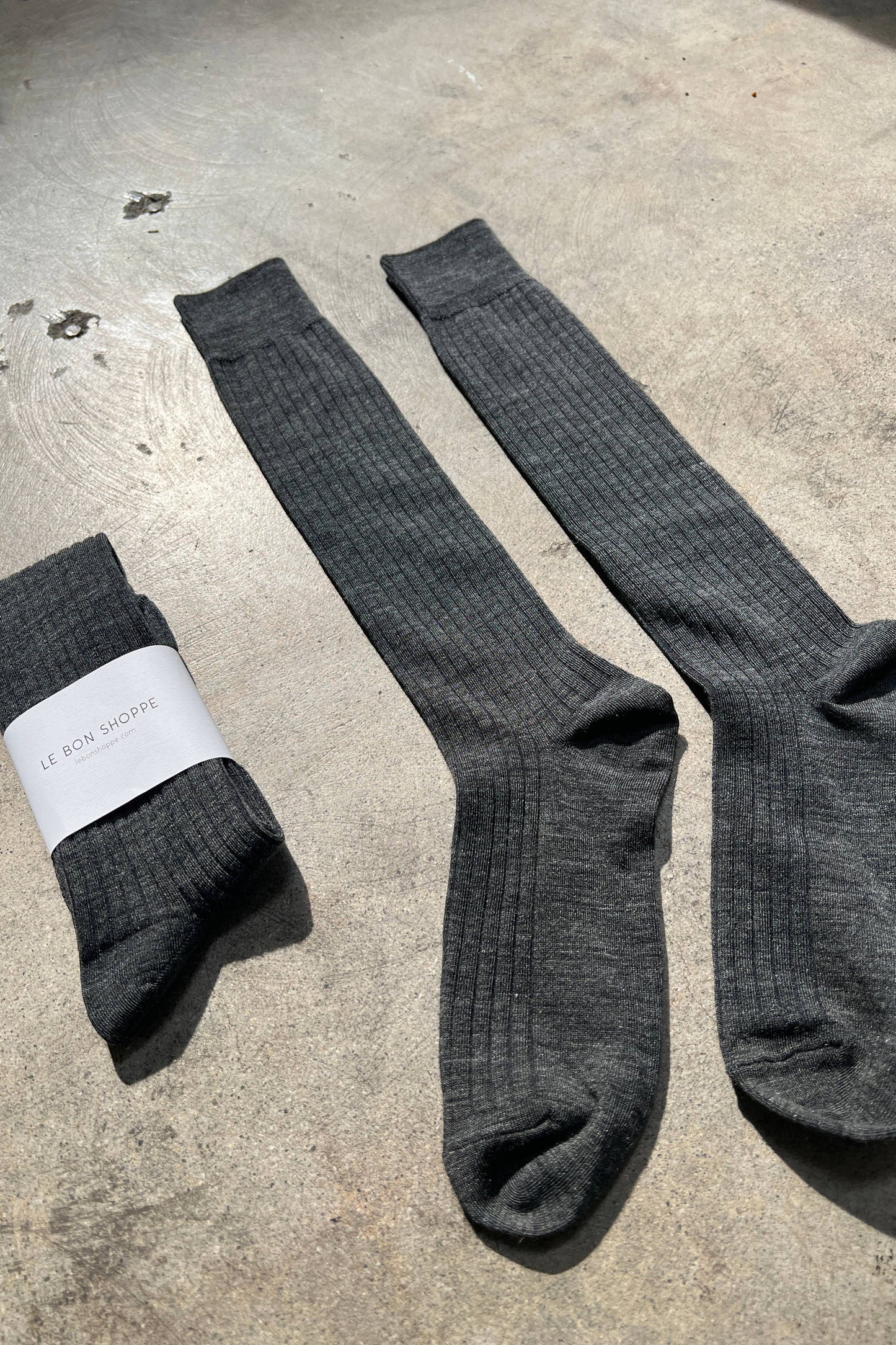 Schoolgirl Socks, Merino Wool Blend, Charcoal Melange