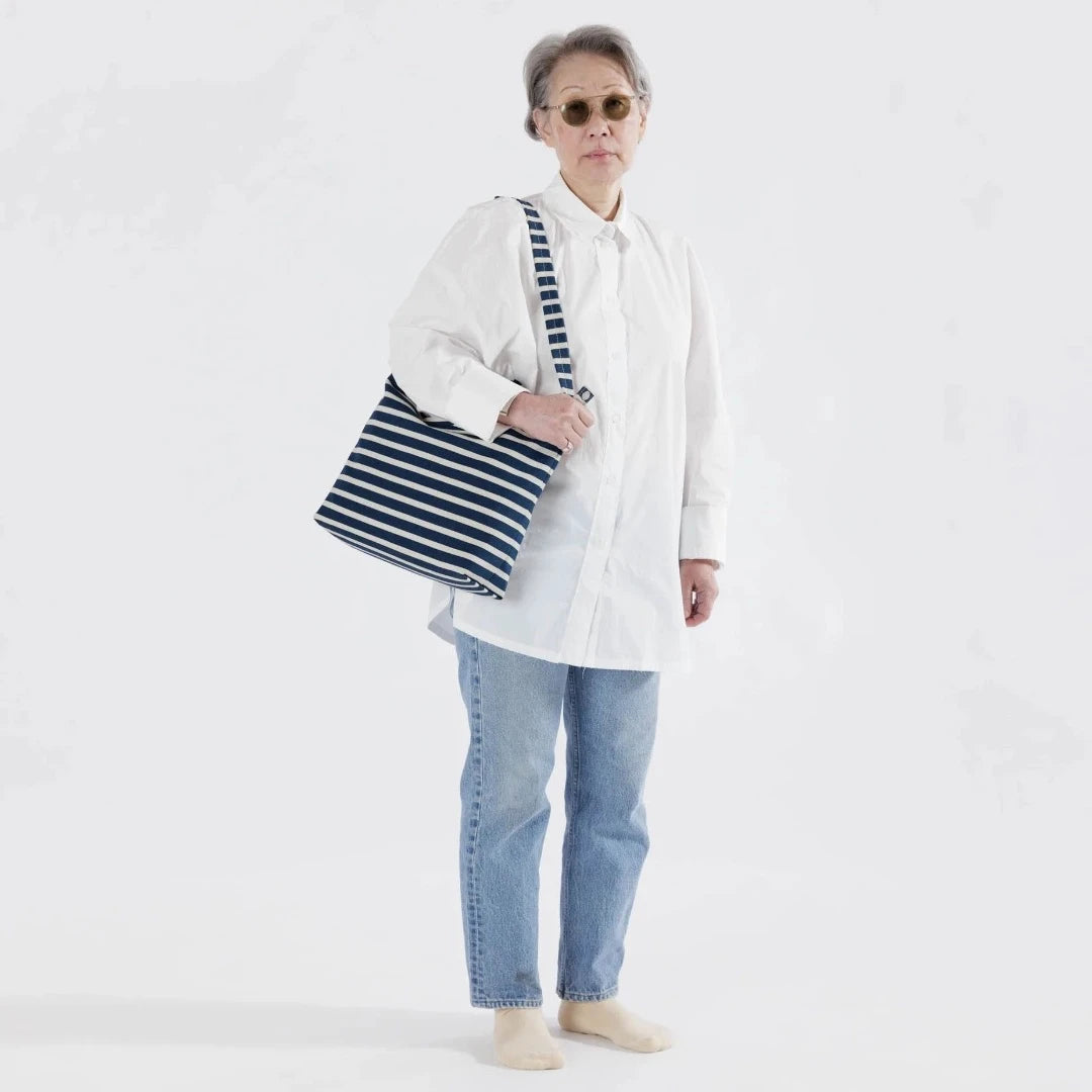 Horizontal Zip Duck Bag, Navy Stripe