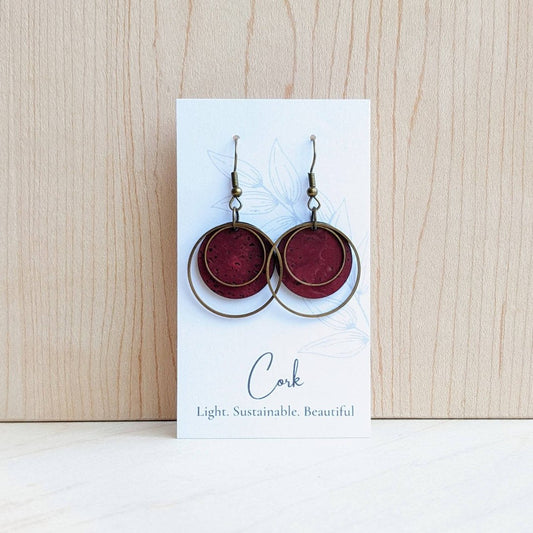 Round Brass and Cork Earrings