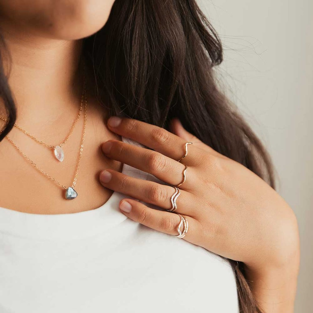 Wave Stacking Ring, Sterling Silver, Hammered