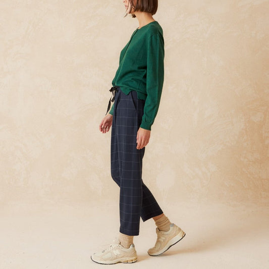 Indi & Cold, Anate Tailored Baggy Pants, Navy Blue