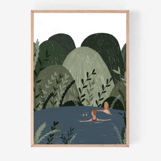 Wild Swimming in the Hills Art Print
